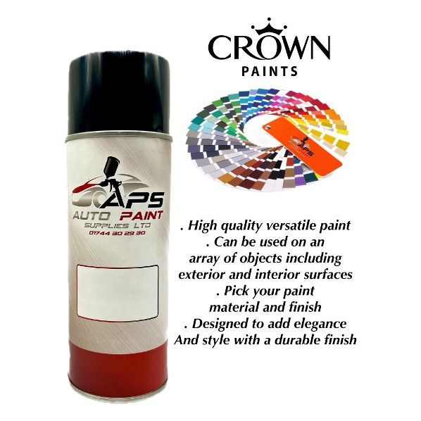 CROWN PAINTS COLOURED AEROSOL CHOOSE BETWEEN PAINT MATERIAL & FINISH